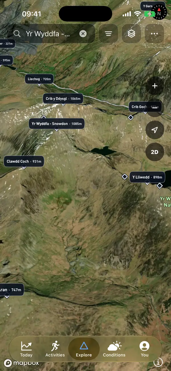 Explore map in the Peakify app